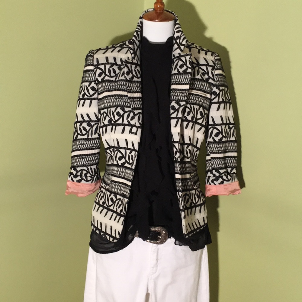 Walter Black and Ivory Cropped Blazer